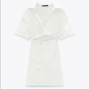 Zara cut out linen blend dress